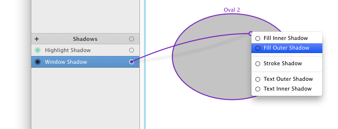 Setting a shadow with connection